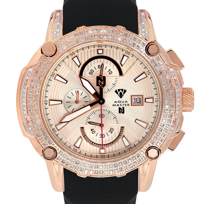 Mens Rose Gold Tone Diamond Watch | Appx. 5 Carats