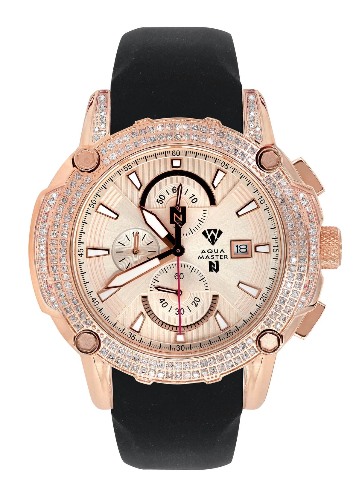 Mens Rose Gold Tone Diamond Watch | Appx. 5 Carats