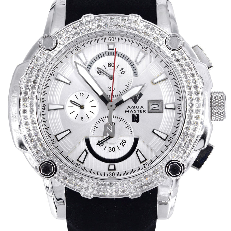 Mens White Gold Tone Diamond Watch | Appx. 1.6 Carats