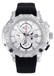 Mens White Gold Tone Diamond Watch | Appx. 1.6 Carats