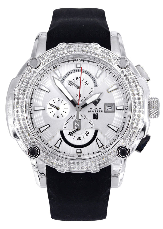 Mens White Gold Tone Diamond Watch | Appx. 1.6 Carats