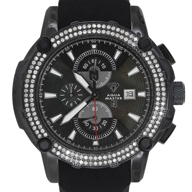 Mens Black Steel Tone Diamond Watch | Appx. 1.6 Carats