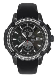 Mens Black Steel Tone Diamond Watch | Appx. 1.6 Carats