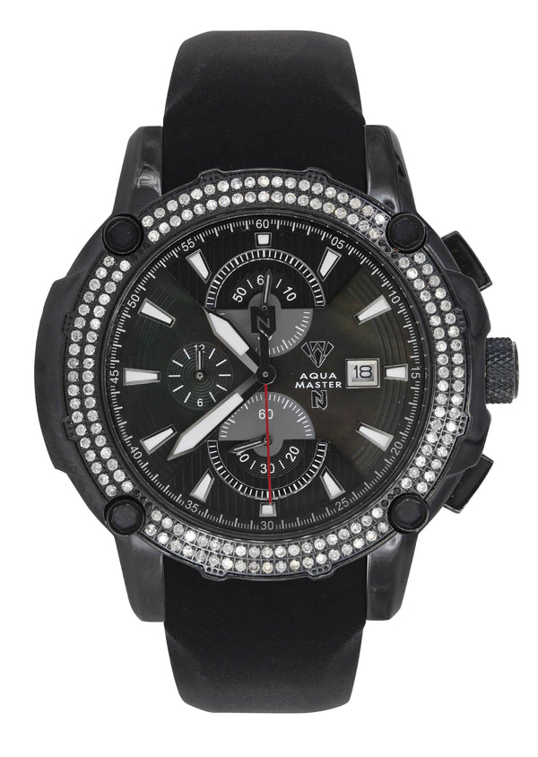Mens Black Steel Tone Diamond Watch | Appx. 1.6 Carats