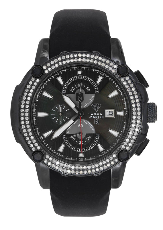 Mens Black Steel Tone Diamond Watch | Appx. 1.6 Carats