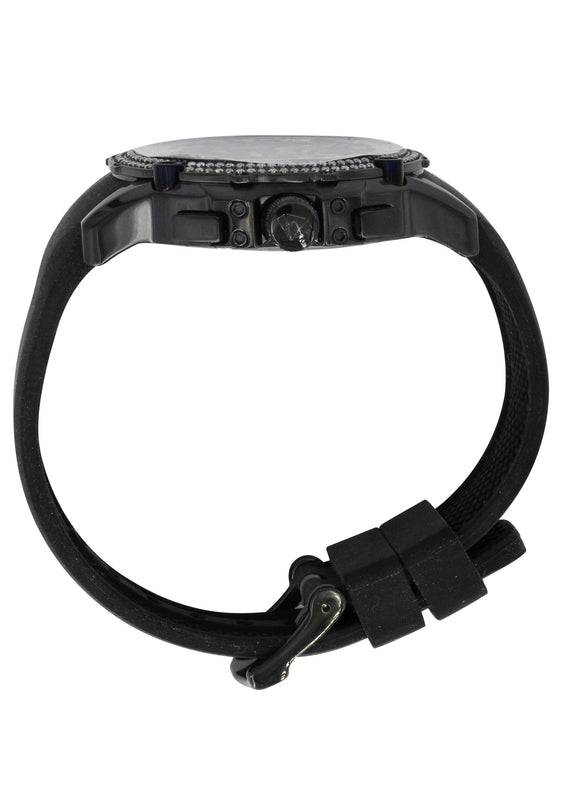 Mens Black Steel Tone Diamond Watch | Appx. 1.6 Carats