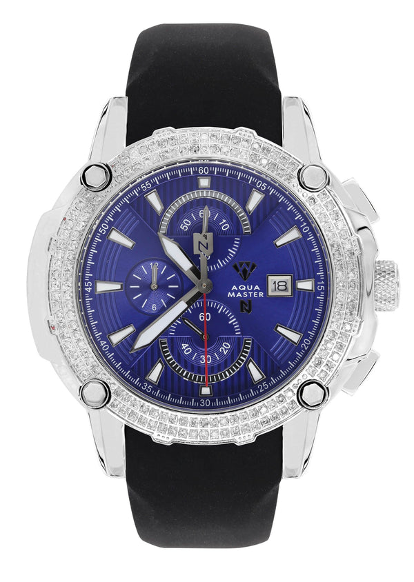 Mens White Gold Tone Diamond Watch | Appx. 1.6 Carats