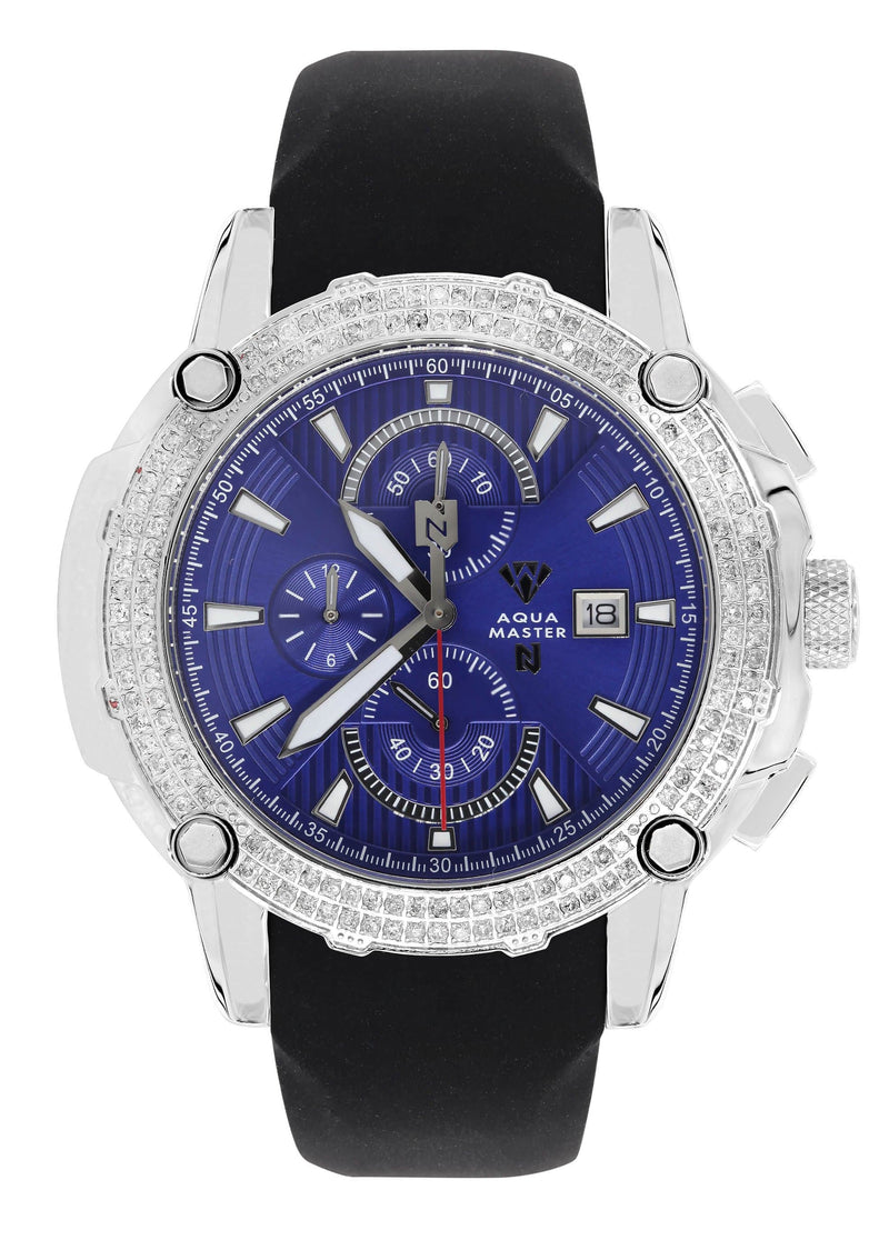 Mens White Gold Tone Diamond Watch | Appx. 1.6 Carats