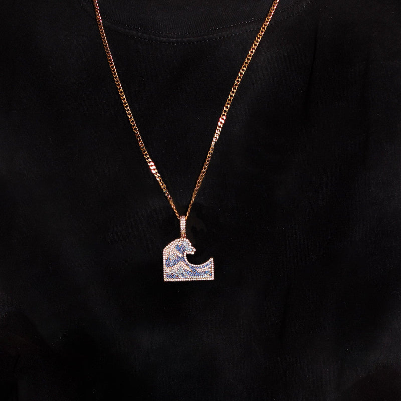 Gold Plated Rope Chain & Wave Pendant | Appx. 11 Grams