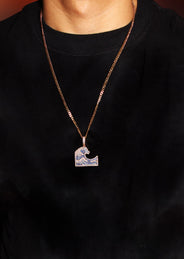 Gold Plated Rope Chain & Wave Pendant | Appx. 11 Grams