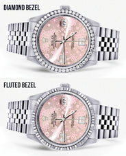 Mens Rolex Datejust Watch 16200 | 36Mm | Pink Flower Dial | Jubilee Band