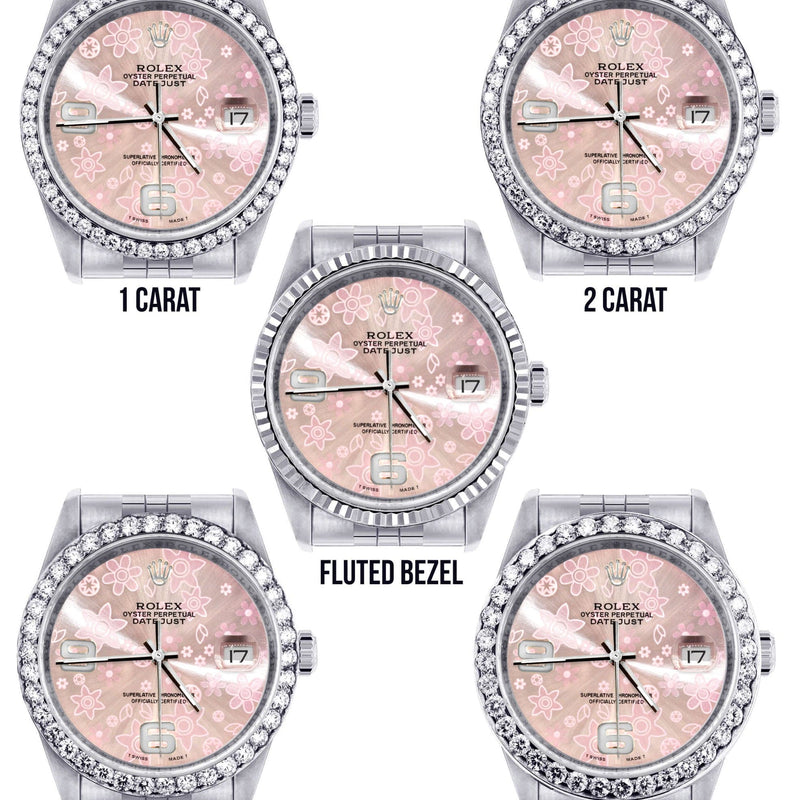 Mens Rolex Datejust Watch 16200 | 36Mm | Pink Flower Dial | Jubilee Band