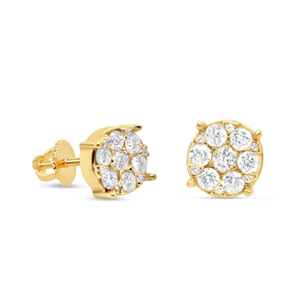 14K Yellow Gold | Round Diamond Earrings | .97CTW | 8MM