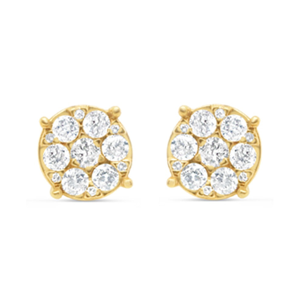 14K Yellow Gold | Round Diamond Earrings | .97CTW | 8MM