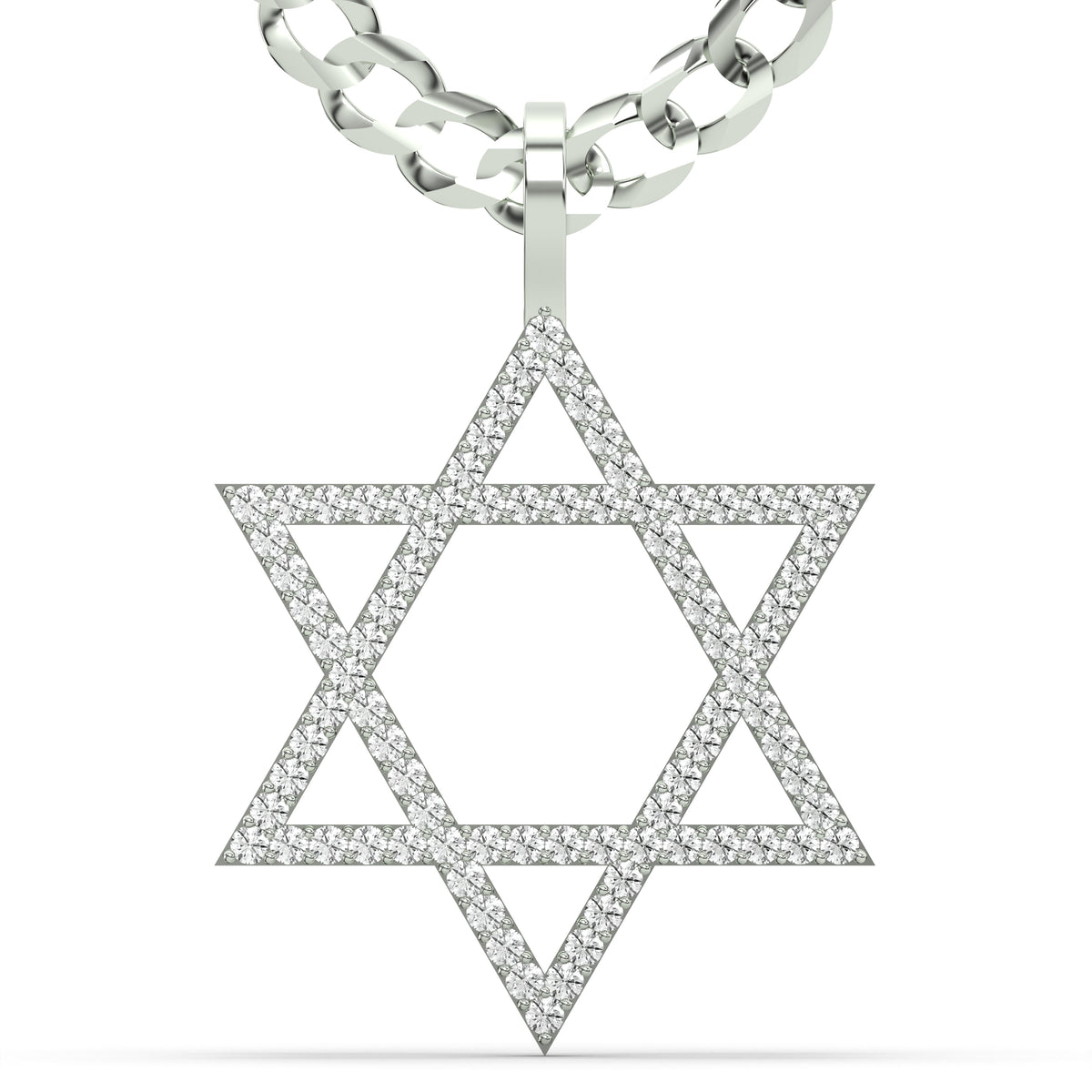 Men's VVS Lab Diamond Customizable White Gold Star of David Necklace Pendant