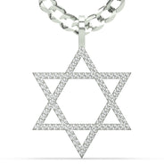 Men's VVS Lab Diamond Customizable White Gold Star of David Necklace Pendant