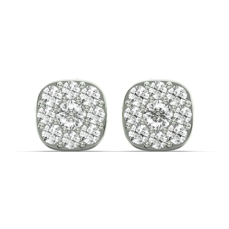 Men's Jewelry - VVS Lab Diamond Cluster Stud Earrings For Men | 14K White Gold