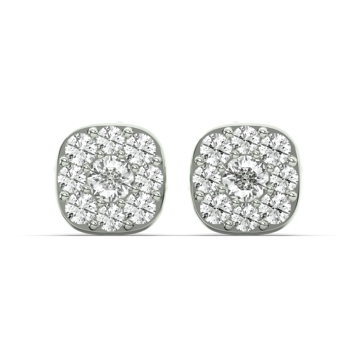 Men's Jewelry - VVS Lab Diamond Cluster Stud Earrings For Men | 14K White Gold