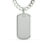 Men's VVS Lab Diamond Customizable White Gold Dog Tag Necklace Pendant