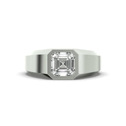 Men's Jewelry - Men's VVS Lab Diamond Asher Cut Solitaire Engagement Ring | White Gold