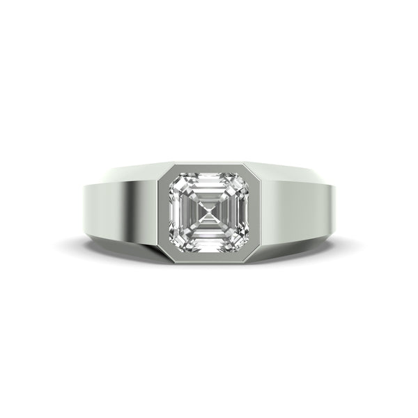 Men's Jewelry - Men's VVS Lab Diamond Asher Cut Solitaire Engagement Ring | White Gold