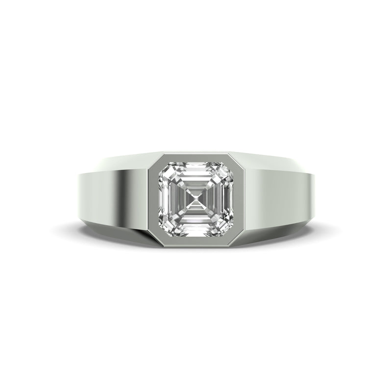 Men's Jewelry - Men's VVS Lab Diamond Asher Cut Solitaire Engagement Ring | White Gold