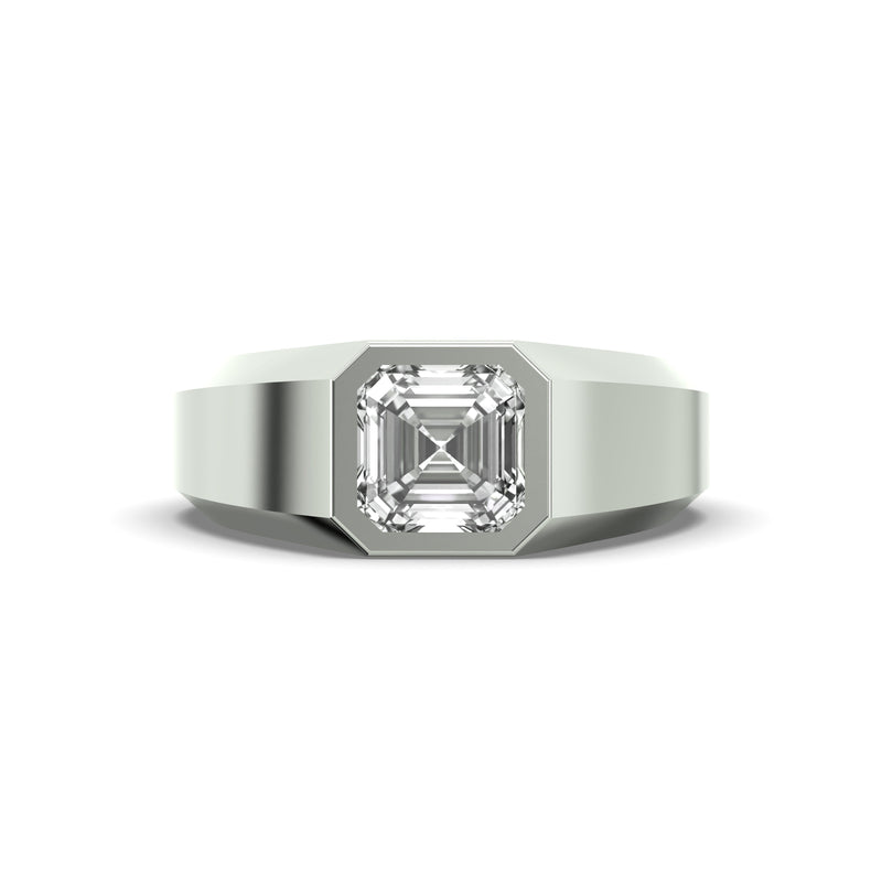 Men's Jewelry - Men's VVS Lab Diamond Asher Cut Solitaire Engagement Ring | White Gold