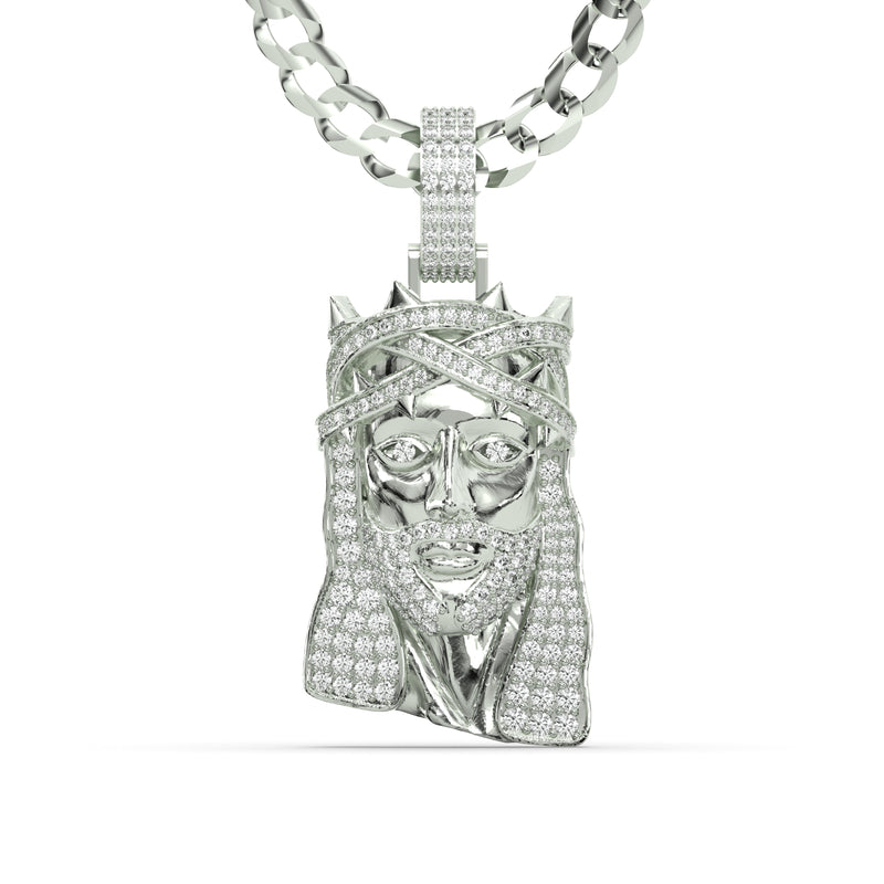 Men's White Gold VVS Lab Grown Diamond Customizable Jesus Necklace Pendant