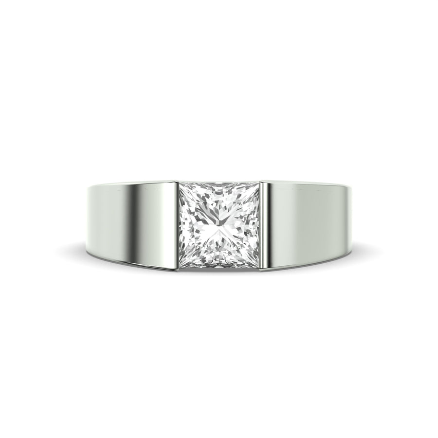 Men's Jewelry - Men's VVS Lab Diamond Princess Cut Solitaire Engagement Ring | White Gold