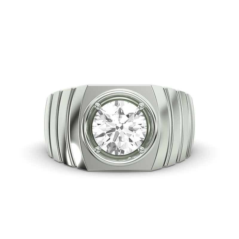 Men's Jewelry - Men's VVS Lab Diamond Round Brilliant Cut Solitaire Engagement Ring | White Gold