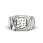 Men's Jewelry - Men's VVS Lab Diamond Round Brilliant Cut Solitaire Engagement Ring | White Gold