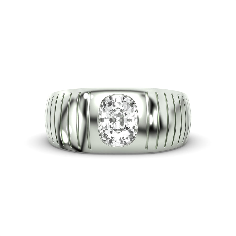 Men's Jewelry - Men's VVS Lab Diamond Oval Solitaire Engagement Ring |  White Gold