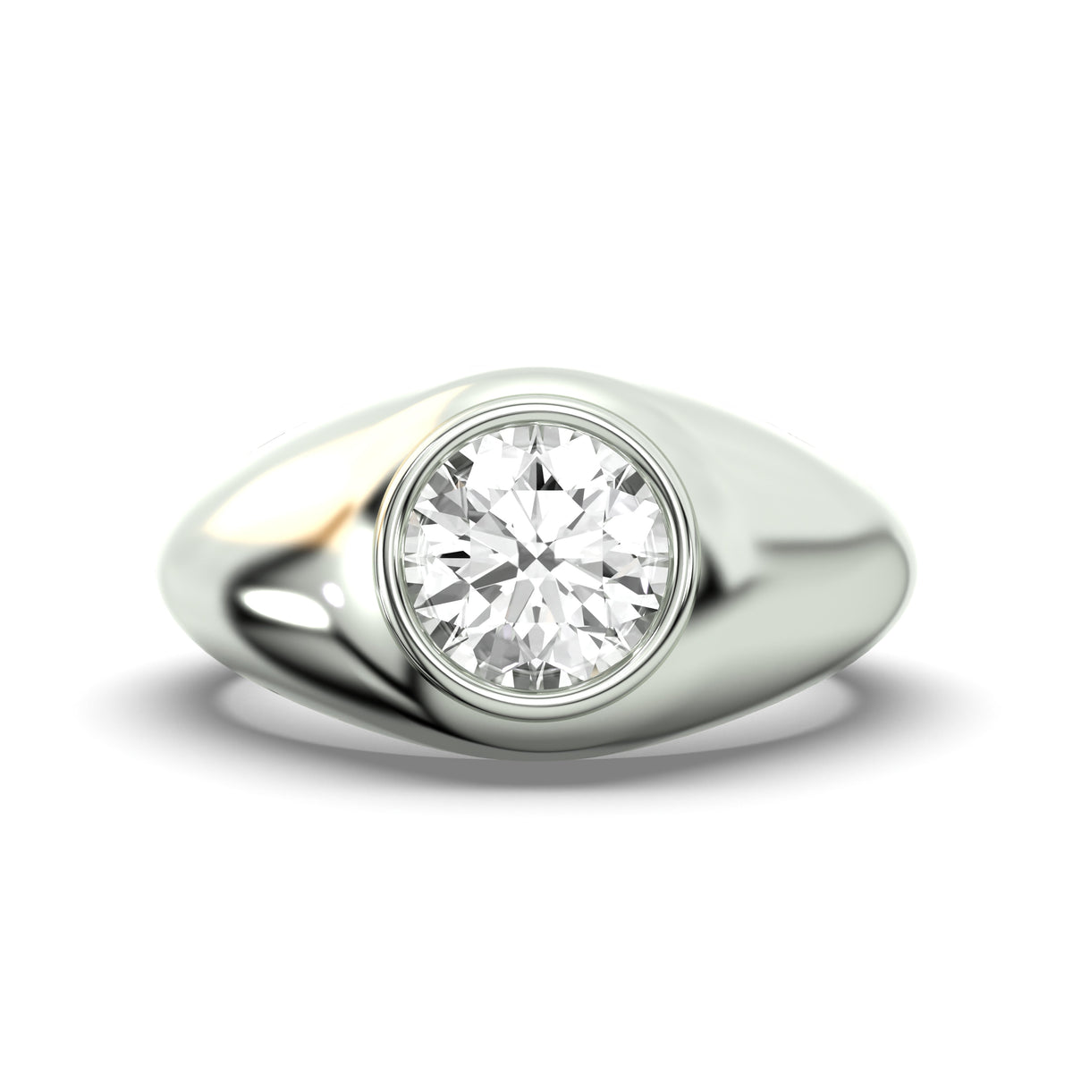 Men's Jewelry - Men's VVS Lab Diamond Round Brilliant Cut Solitaire Engagement Ring | White Gold
