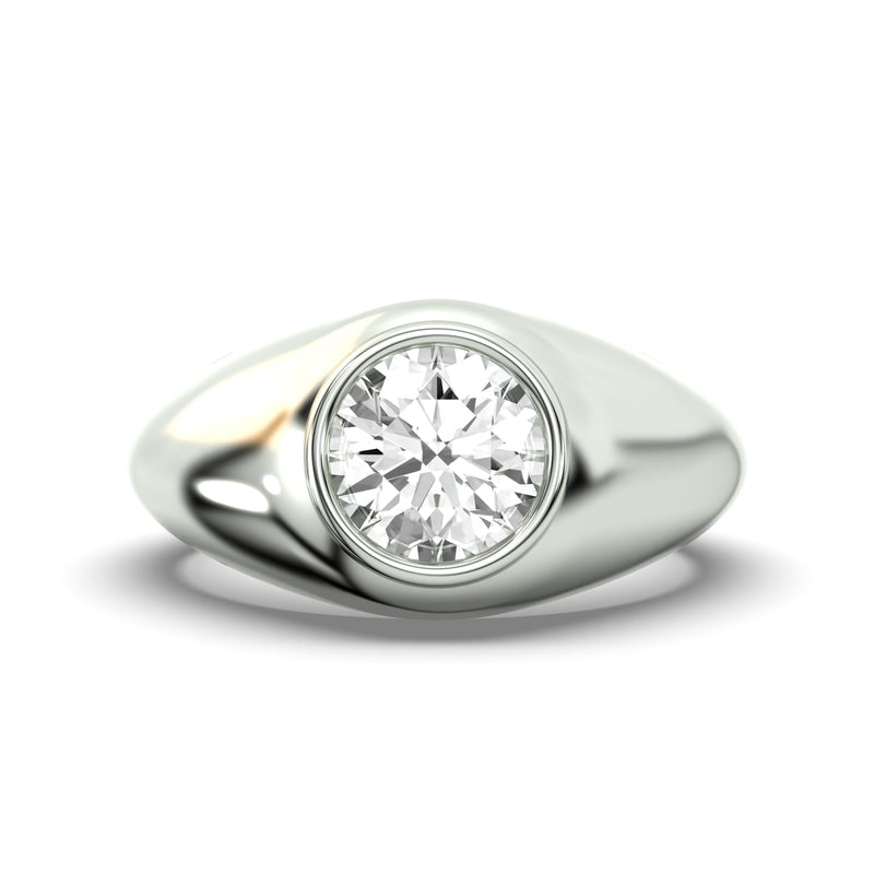 Men's Jewelry - Men's VVS Lab Diamond Round Brilliant Cut Solitaire Engagement Ring | White Gold