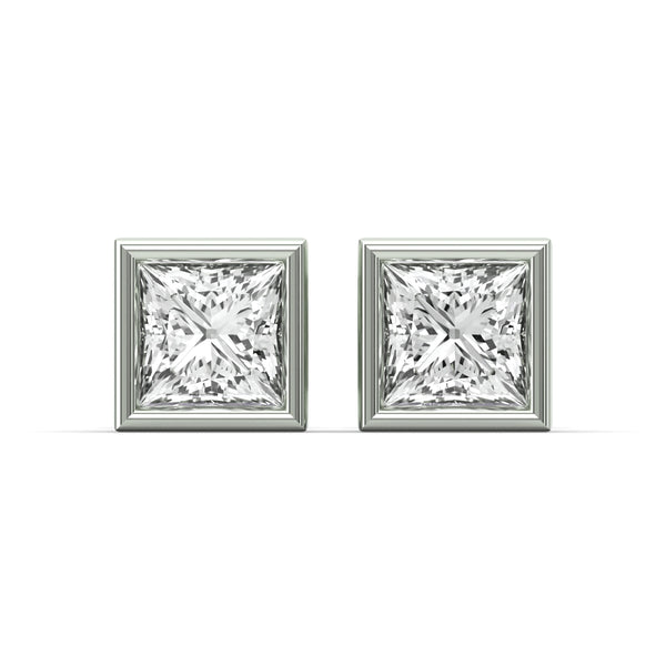 Men's Jewelry - VVS Lab Diamond Princess Cut Stud Earrings For Men | 14K White Gold