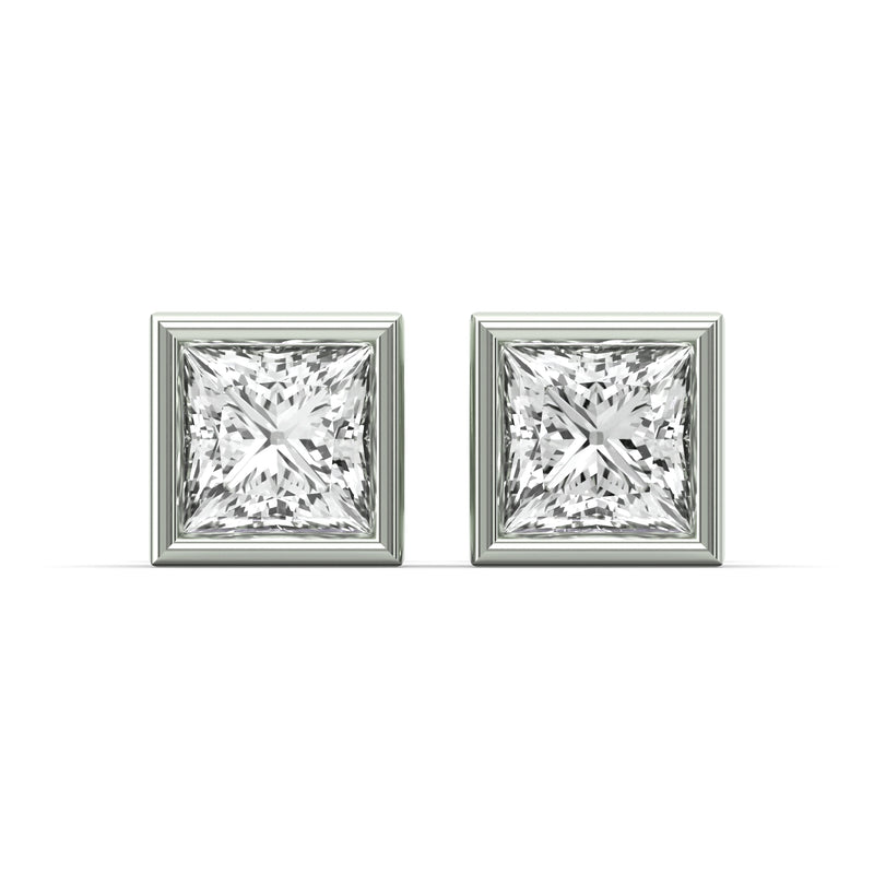 Men's Jewelry - VVS Lab Diamond Princess Cut Stud Earrings For Men | 14K White Gold