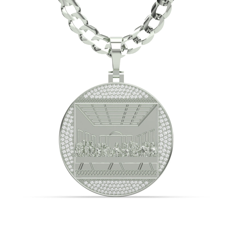 Men's VVS Lab Diamond Customizable White Gold Last Supper Necklace Pendant