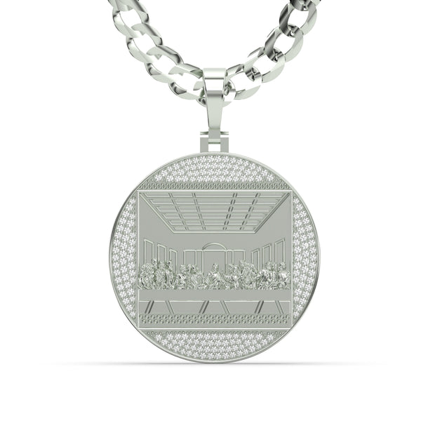 Men's VVS Lab Diamond Customizable White Gold Last Supper Necklace Pendant