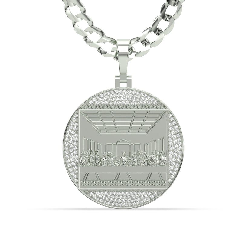 Men's VVS Lab Diamond Customizable White Gold Last Supper Necklace Pendant