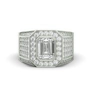 Men's Jewelry - Men's VVS Lab Diamond Ring | Emerald Cut and Round Halo | White Gold