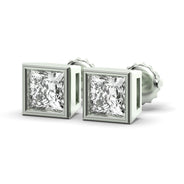 Men's Jewelry - VVS Lab Diamond Princess Cut Stud Earrings For Men | 14K White Gold