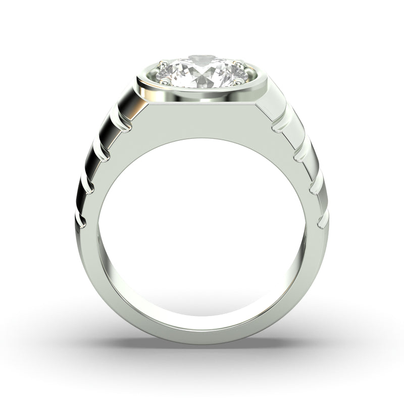 Men's Jewelry - Men's VVS Lab Diamond Round Brilliant Cut Solitaire Engagement Ring | White Gold