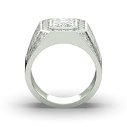 Men's Jewelry - Men's VVS Lab Diamond Ring | Emerald Cut and Round Halo | White Gold