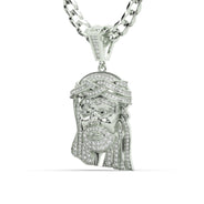 Men's White Gold VVS Lab Grown Diamond Customizable Jesus Necklace Pendant