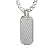 Men's VVS Lab Diamond Customizable White Gold Dog Tag Necklace Pendant
