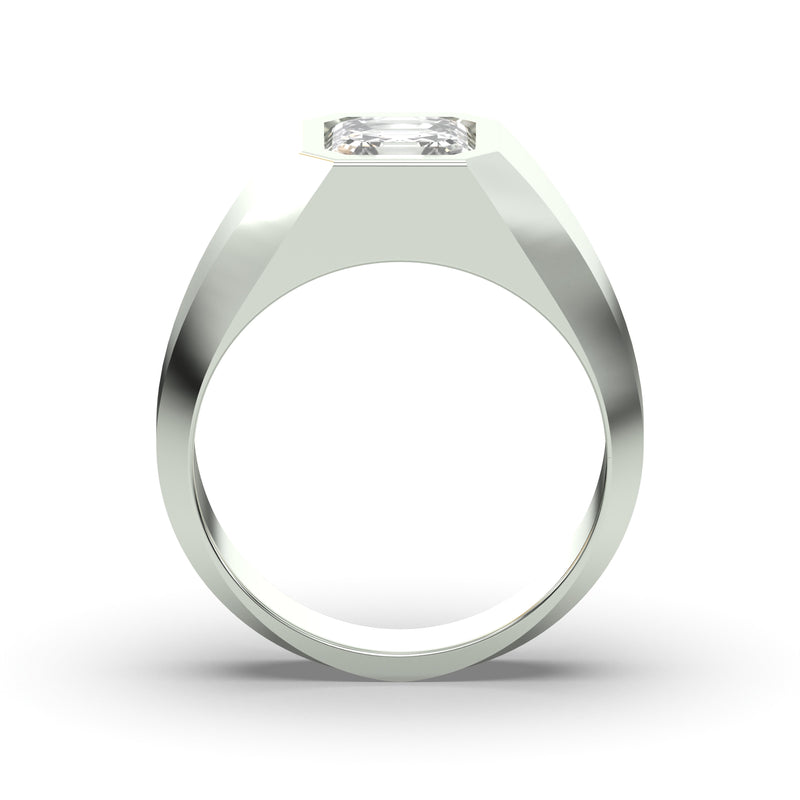 Men's Jewelry - Men's VVS Lab Diamond Asher Cut Solitaire Engagement Ring | White Gold
