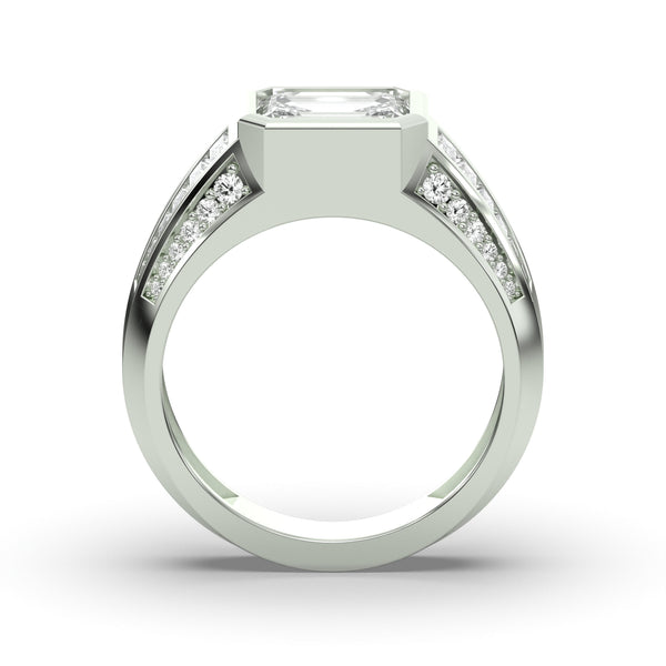 Men's Jewelry - Men's VVS Lab Diamond Emerald Cut Engagement Ring | White Gold