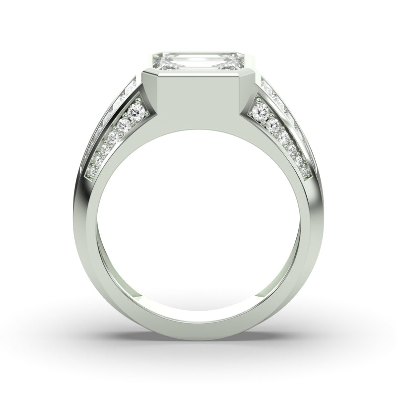 Men's Jewelry - Men's VVS Lab Diamond Emerald Cut Engagement Ring | White Gold