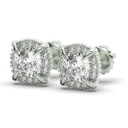Men's Jewelry - VVS Lab Diamond Halo Stud Earrings For Men | 14K White Gold