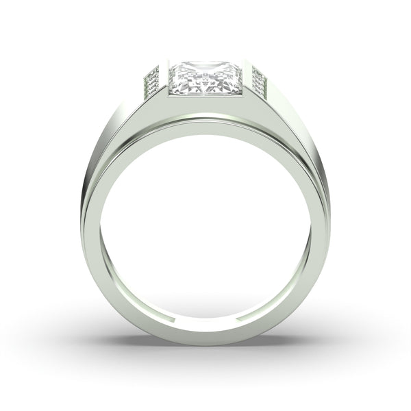 Men's Jewelry - Men's VVS Lab Diamond Emerald Cut Engagement Ring | White Gold